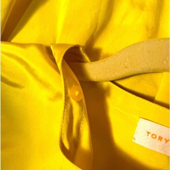 Tory burch taffeta Blouse Bright Bold Sunny Yellow Removable Versatile Bow 4 - Picture 9 of 16